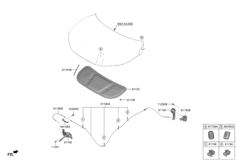 2022 Kia EV6 CABLE ASSY-HOOD LATC Diagram for 81190CV000