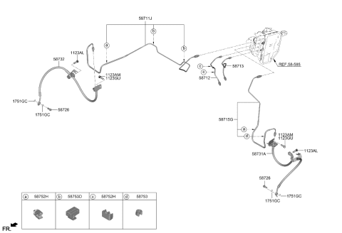 2023 Kia EV6 HOSE-BRAKE FRONT,LH Diagram for 58731CV200