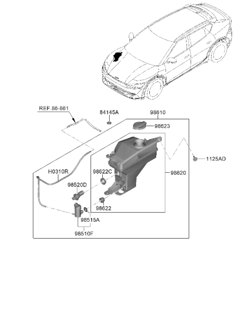 2022 Kia EV6 RESERVOIR ASSY-W/SHL Diagram for 98611GI100