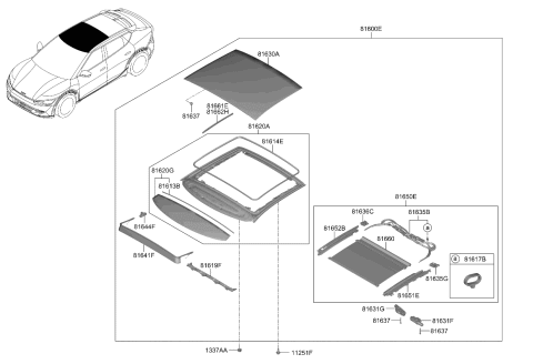 2024 Kia EV6 SUNROOF ASSY-WIDE Diagram for 81600CV000WK