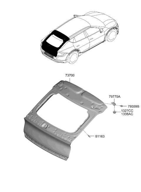 2022 Kia EV6 Tail Gate Diagram