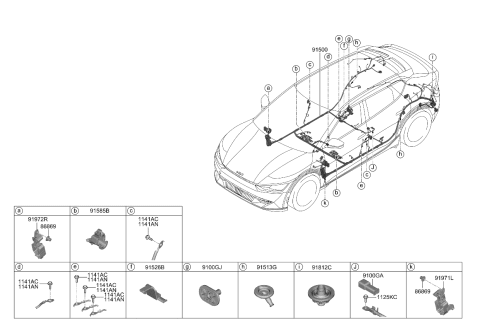 2022 Kia EV6 Wiring Harness-Floor Diagram