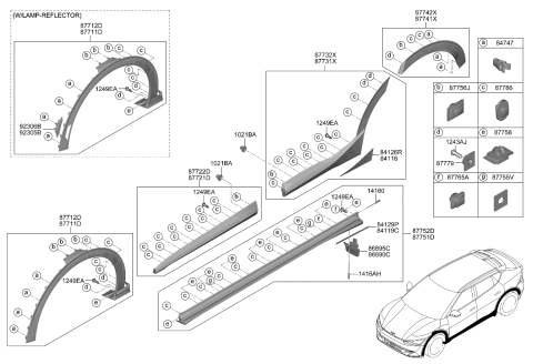 2022 Kia EV6 Body Side Moulding Diagram
