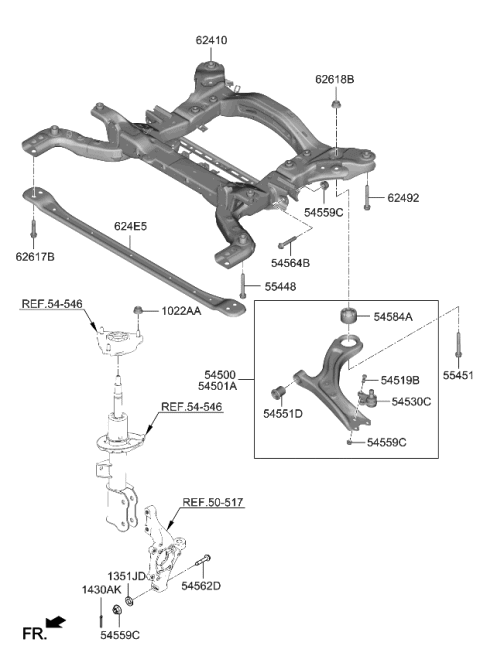 2024 Kia EV6 Front Suspension Crossmember Diagram 1