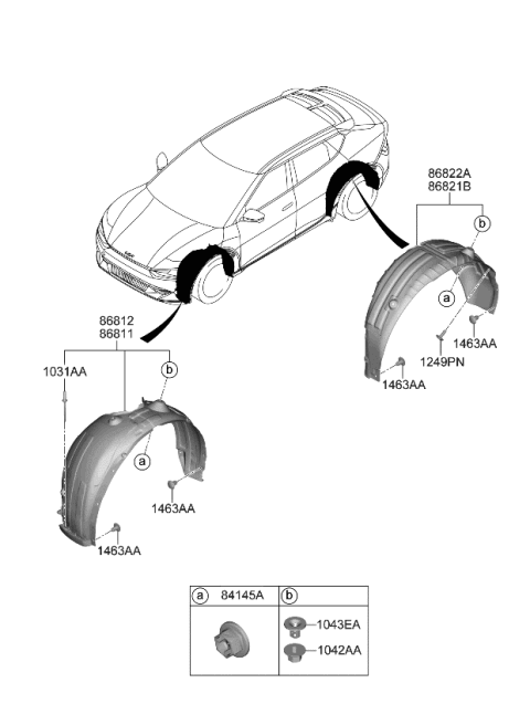 2024 Kia EV6 GUARD ASSY-FRONT WHE Diagram for 86812CV000