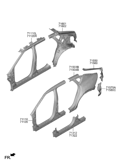 2022 Kia EV6 PANEL ASSY-QUARTER O Diagram for 71503CVC00