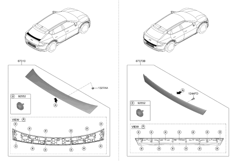 2023 Kia EV6 Back Panel Moulding Diagram