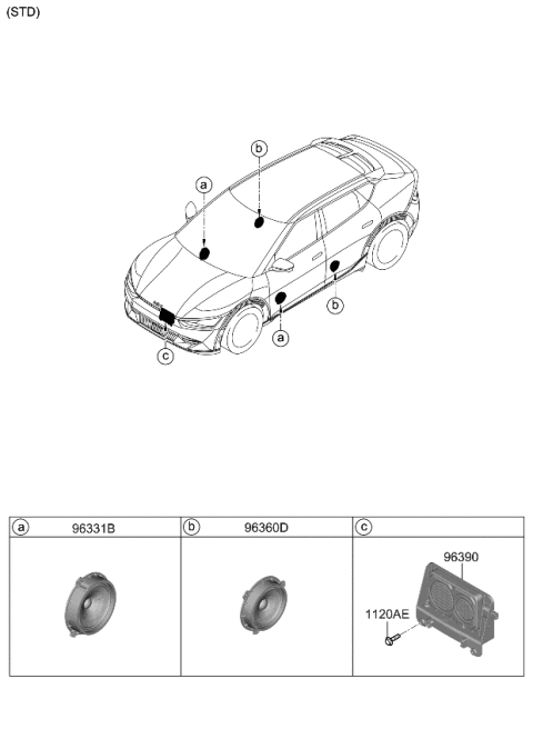 2024 Kia EV6 CONTROL UNIT ASSY-VE Diagram for 96390CV150