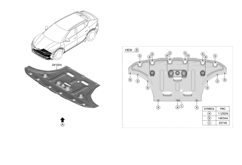 2023 Kia EV6 PANEL ASSY-UNDER COV Diagram for 29110CV000