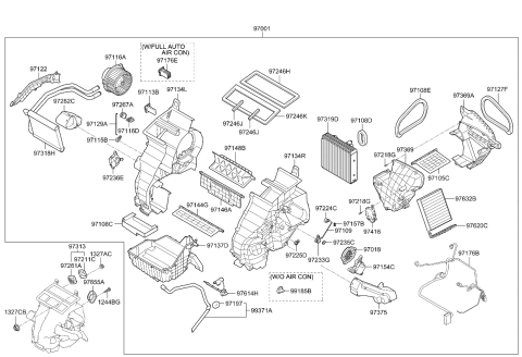 2013 Kia Soul Heater Core Assembly Diagram for 971382K000