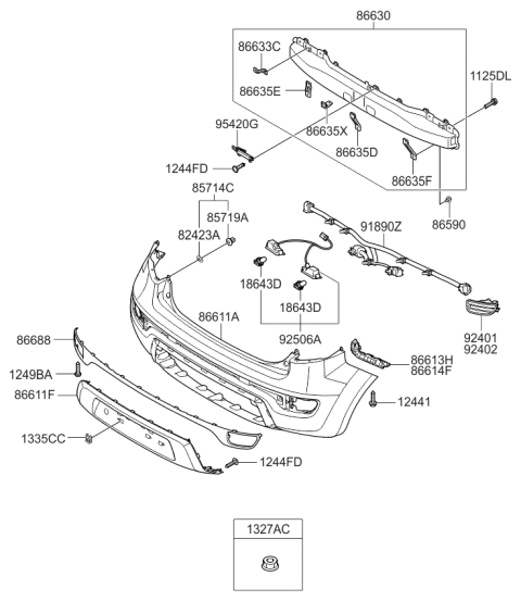 2012 Kia Soul Rear Bumper Cover Diagram for 866112K500