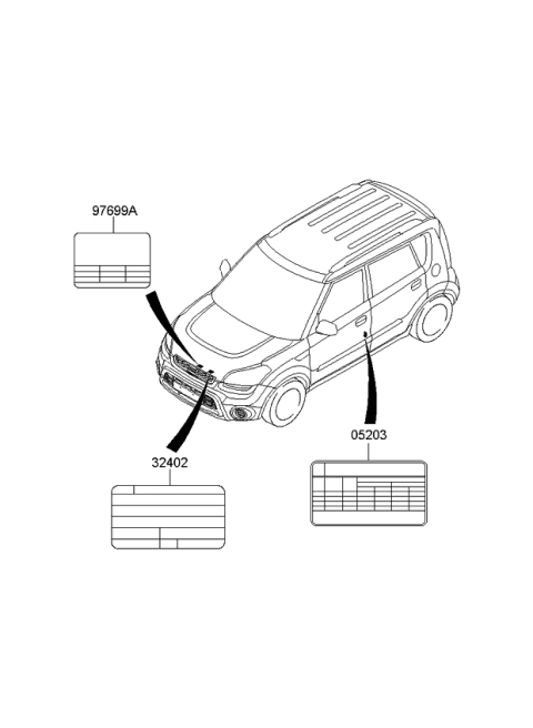 2013 Kia Soul Label-Emission Diagram for 324022EAA3