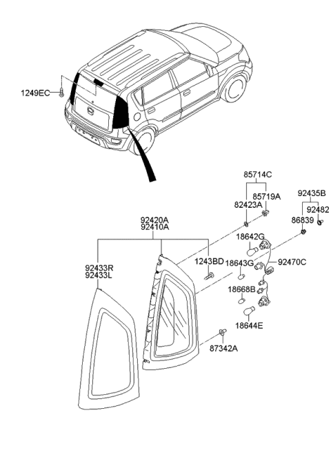 2013 Kia Soul Lens & Housing-Rear Combination Lamp Diagram for 924202K610