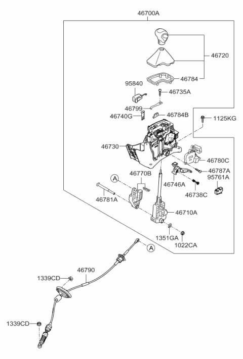 2012 Kia Soul Shift Lever Control Diagram 1