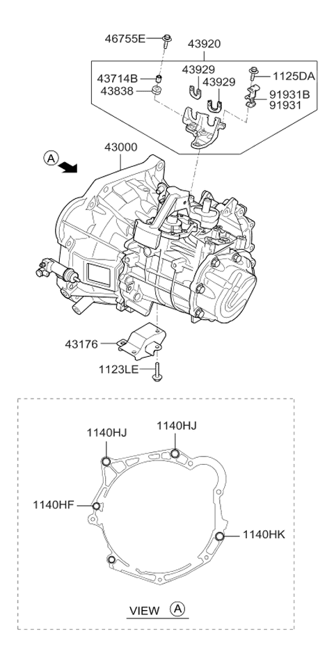 2013 Kia Soul Transmission Assembly-Ma Diagram for 4300026430