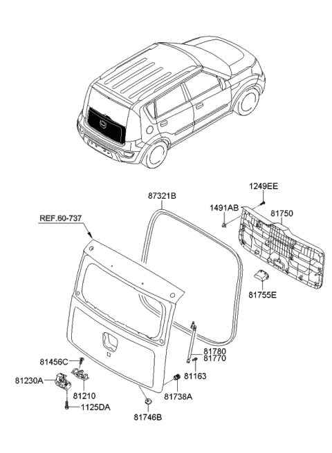 2013 Kia Soul Tail Gate Trim Diagram