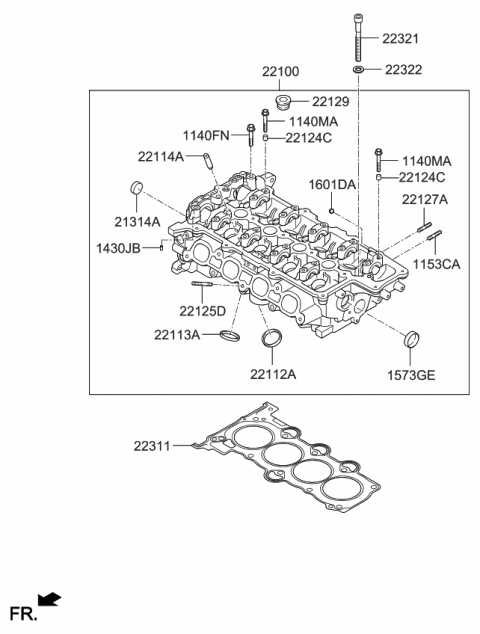 2013 Kia Soul Head Assembly-Cylinder Diagram for 221002B710