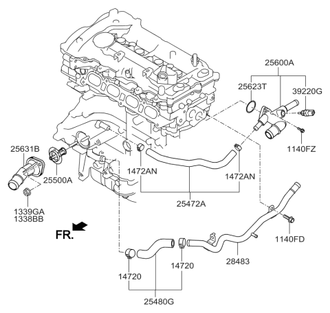 2012 Kia Soul Coolant Pipe & Hose Diagram