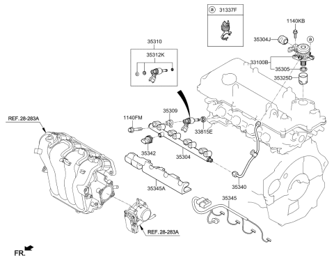 2012 Kia Soul Throttle Body & Injector Diagram 1