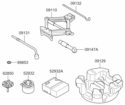 2013 Kia Soul Jack Assembly Diagram for 091102K000