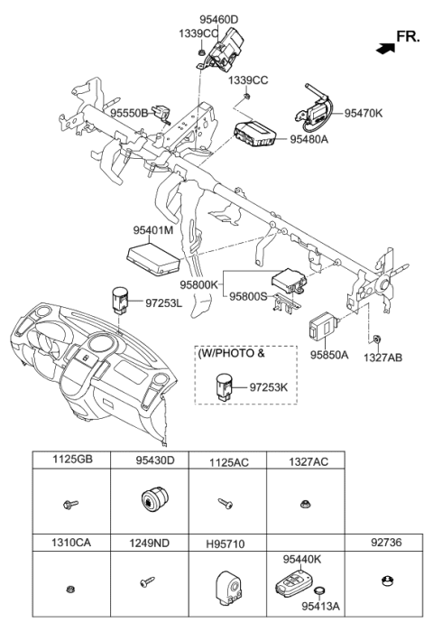 2012 Kia Soul Button Start Swtich Assembly Diagram for 954302K910