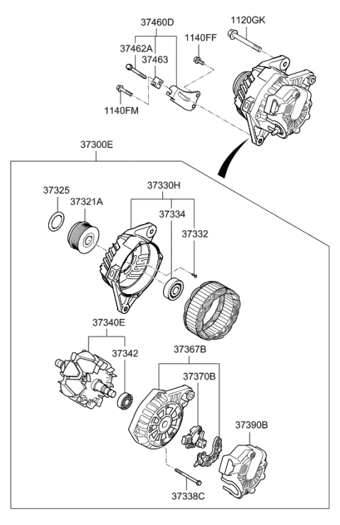 2012 Kia Soul Alternator - Diagram 1