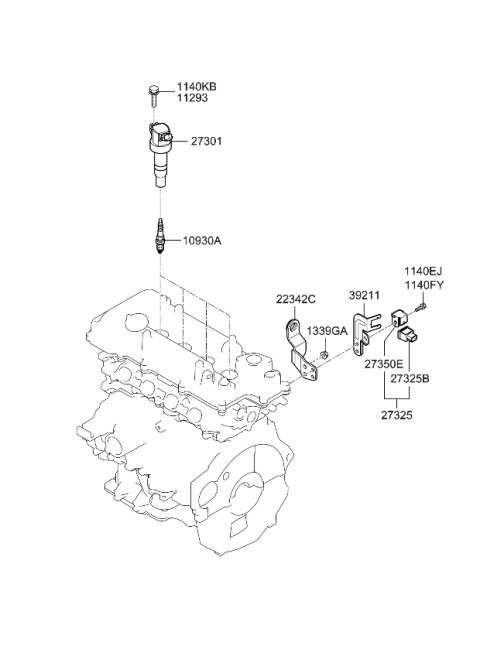 2013 Kia Soul Hanger-Engine,Rear Diagram for 223422B700