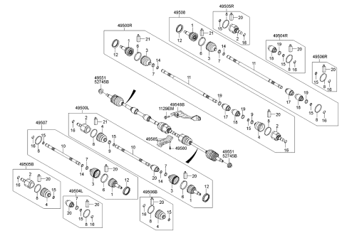 2013 Kia Soul Boot Kit-Front Axle Differential Diagram for 495842K670