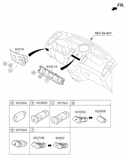 2012 Kia Soul Switch Assembly-Hazard Warning Diagram for 937902K500DS5