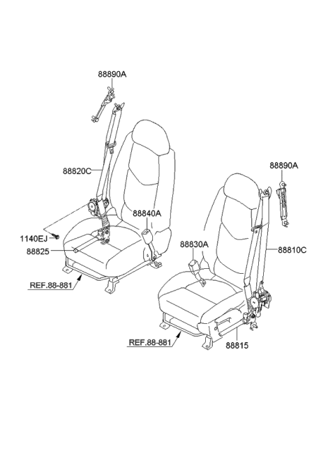 2013 Kia Soul Belt-Front Seat Diagram