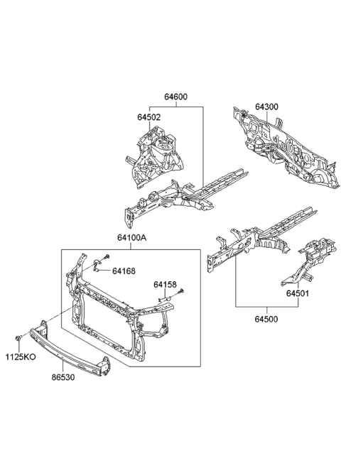 2012 Kia Soul Fender Apron & Radiator Support Panel Diagram