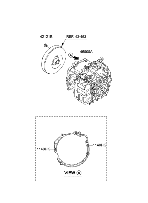 2012 Kia Soul Auto TRANSAXLE & TORQUE/CONVENTIONAL Assembly Diagram for 450003BDX0