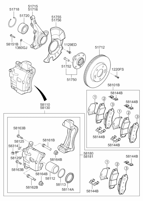 2013 Kia Soul Front Wheel Hub Assembly Diagram for 517502K000