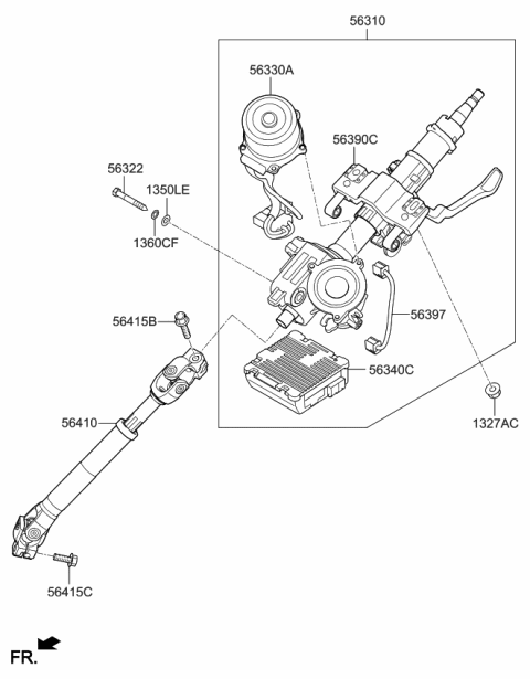 2013 Kia Soul Column Assembly-Upper Diagram for 563102K620