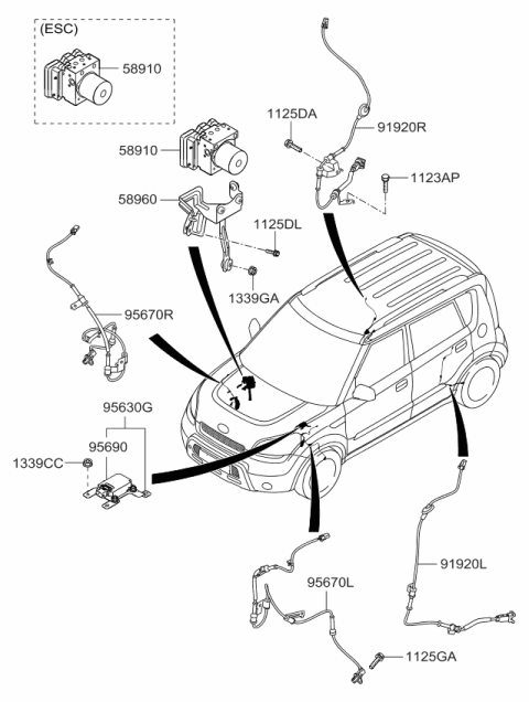 2013 Kia Soul Sensor Assembly-YAW Rate Diagram for 956302K100