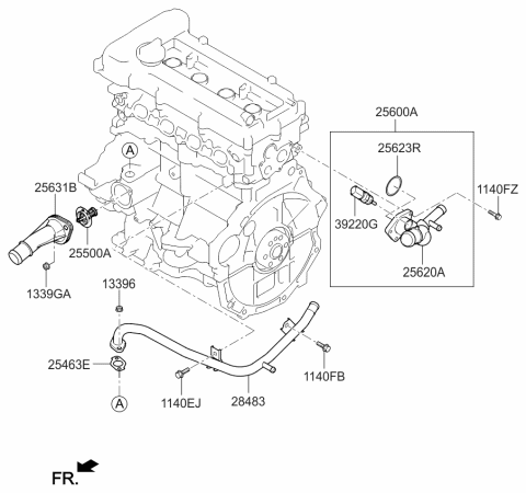 2013 Kia Soul Coolant Pipe & Hose Diagram 1