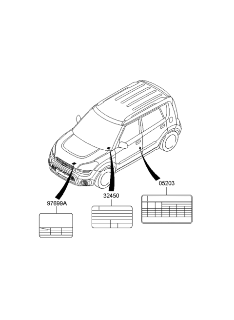 2013 Kia Soul Label-Tire Pressure Diagram for 052032K550