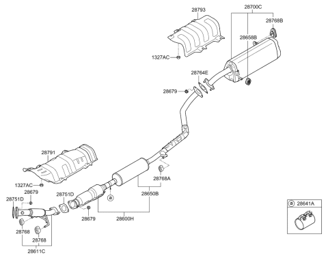 2013 Kia Soul Front Muffler Assembly Diagram for 286102K500