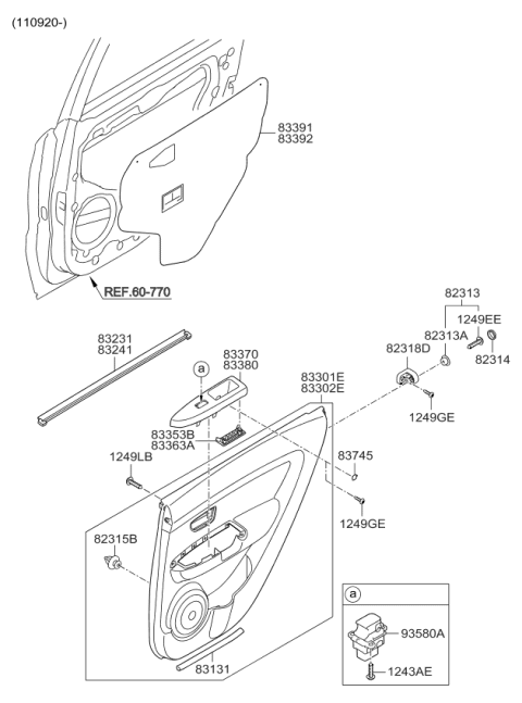 2012 Kia Soul Handle Assembly-Rear Door Grip Diagram for 833602K102EF5