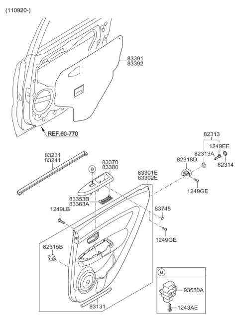 2012 Kia Soul Panel Assembly-Rear Door Trim Diagram for 833062K234DCB