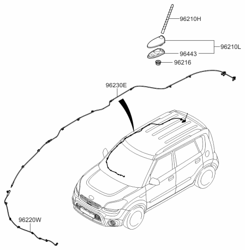 2012 Kia Soul Feeder Cable-Antenna Diagram for 962302K960