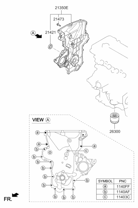 2012 Kia Soul Cover Assembly-Timing Chain Diagram for 213502B701