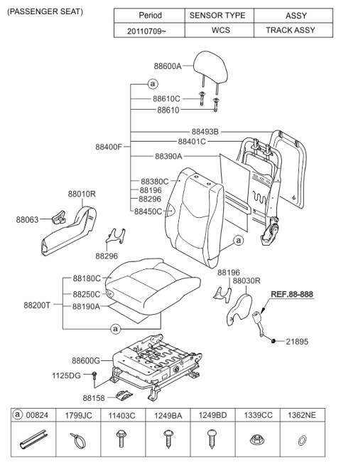 2012 Kia Soul Front Seat Cushion Passenge Covering Diagram for 882602K003BHC