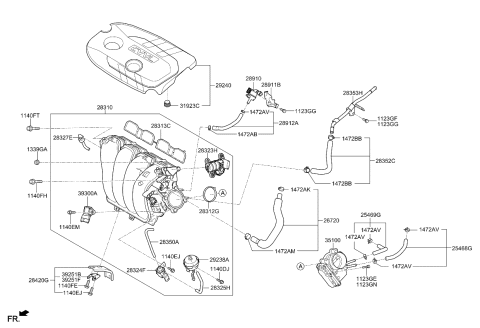 2013 Kia Soul Hose Assembly-Vacuum Diagram for 283282E200