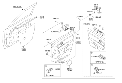 2012 Kia Soul Handle Assembly-Front Door Grip Diagram for 823502K522AYA