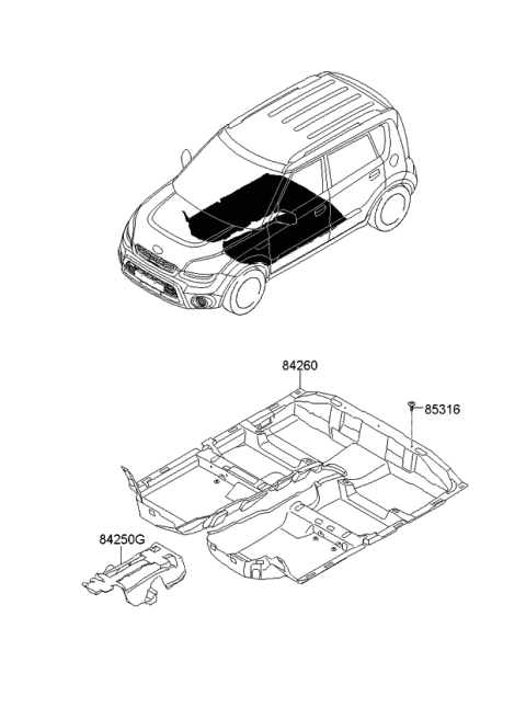 2013 Kia Soul Carpet Assembly-Floor Diagram for 842602K462WK