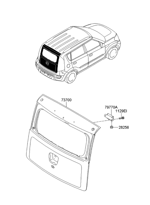 2012 Kia Soul Panel Assembly-Tail Gate Diagram for 737002K060