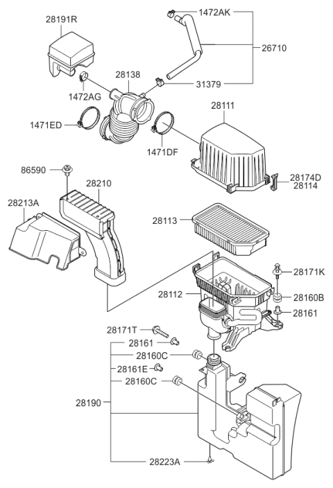 2013 Kia Soul Body-Air Cleaner Diagram for 281122K600