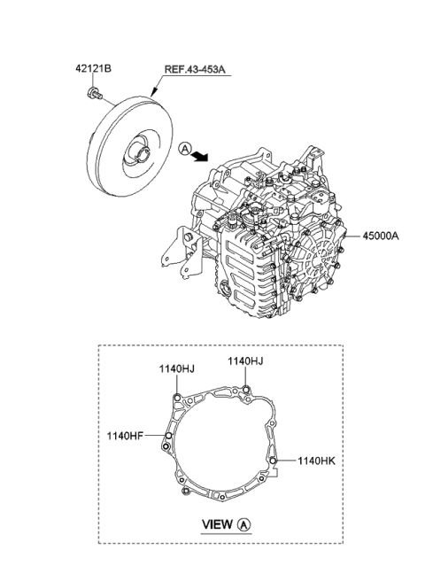 2012 Kia Soul Auto TRANSAXLE & TORQUE/CONVENTIONAL Assembly Diagram for 4500026110