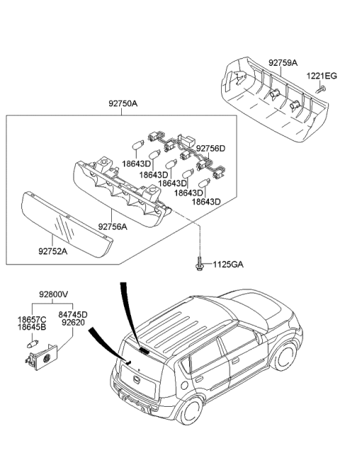 2012 Kia Soul Cover-High Mounted Stop Lamp Diagram for 927402K000